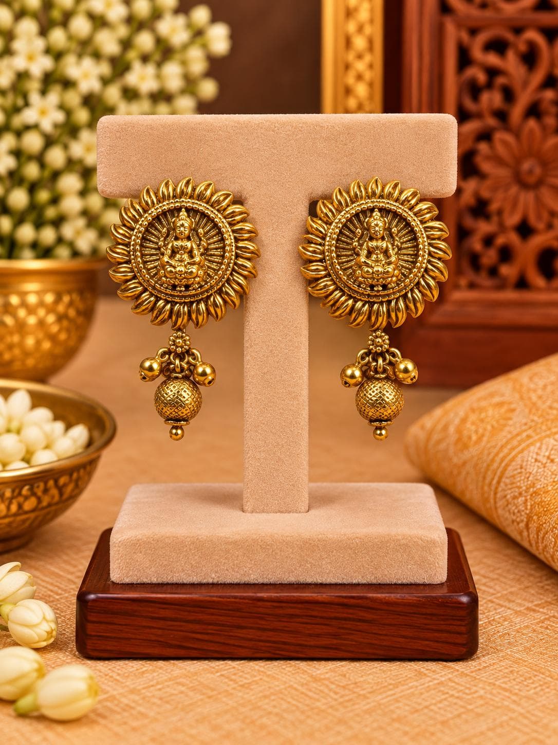 Antique Lakshmi Motif Stud Earrings