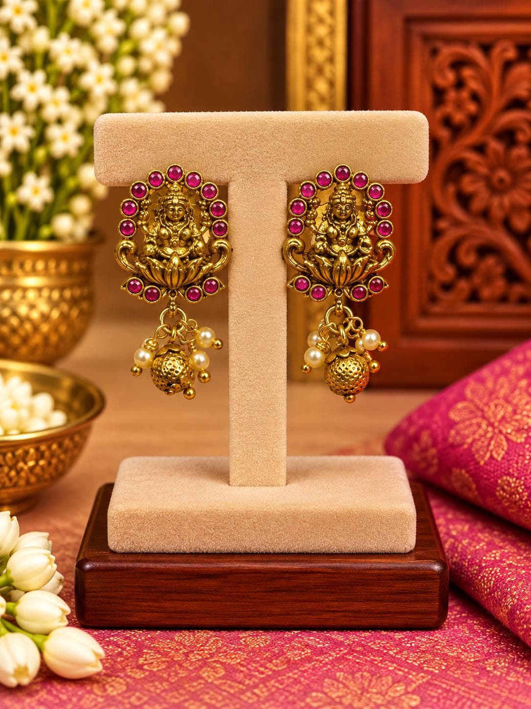 Antique Ruby Lakshmi Stud Earrings