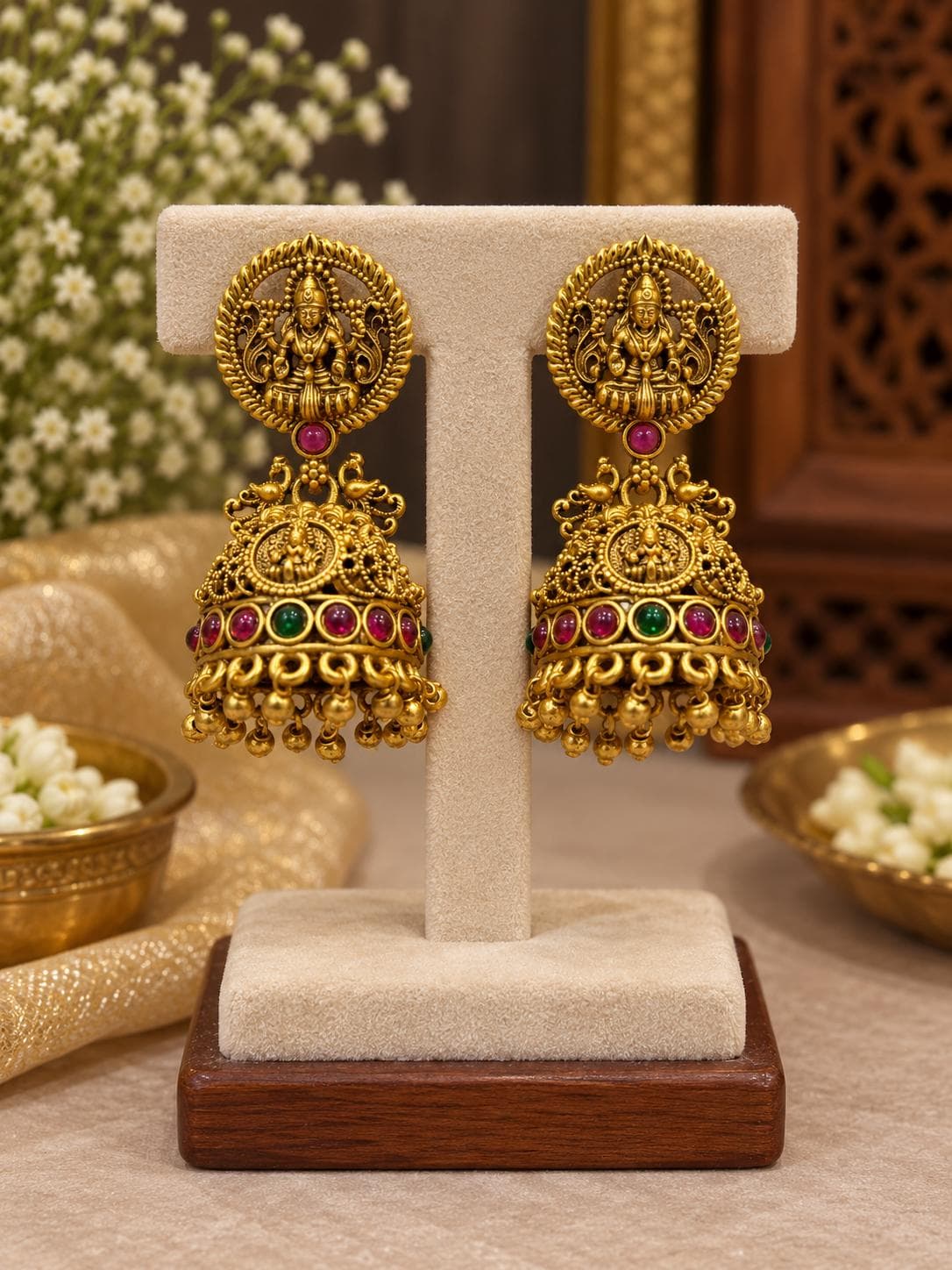 Antique Lakshmi Temple Jhumka Earrings