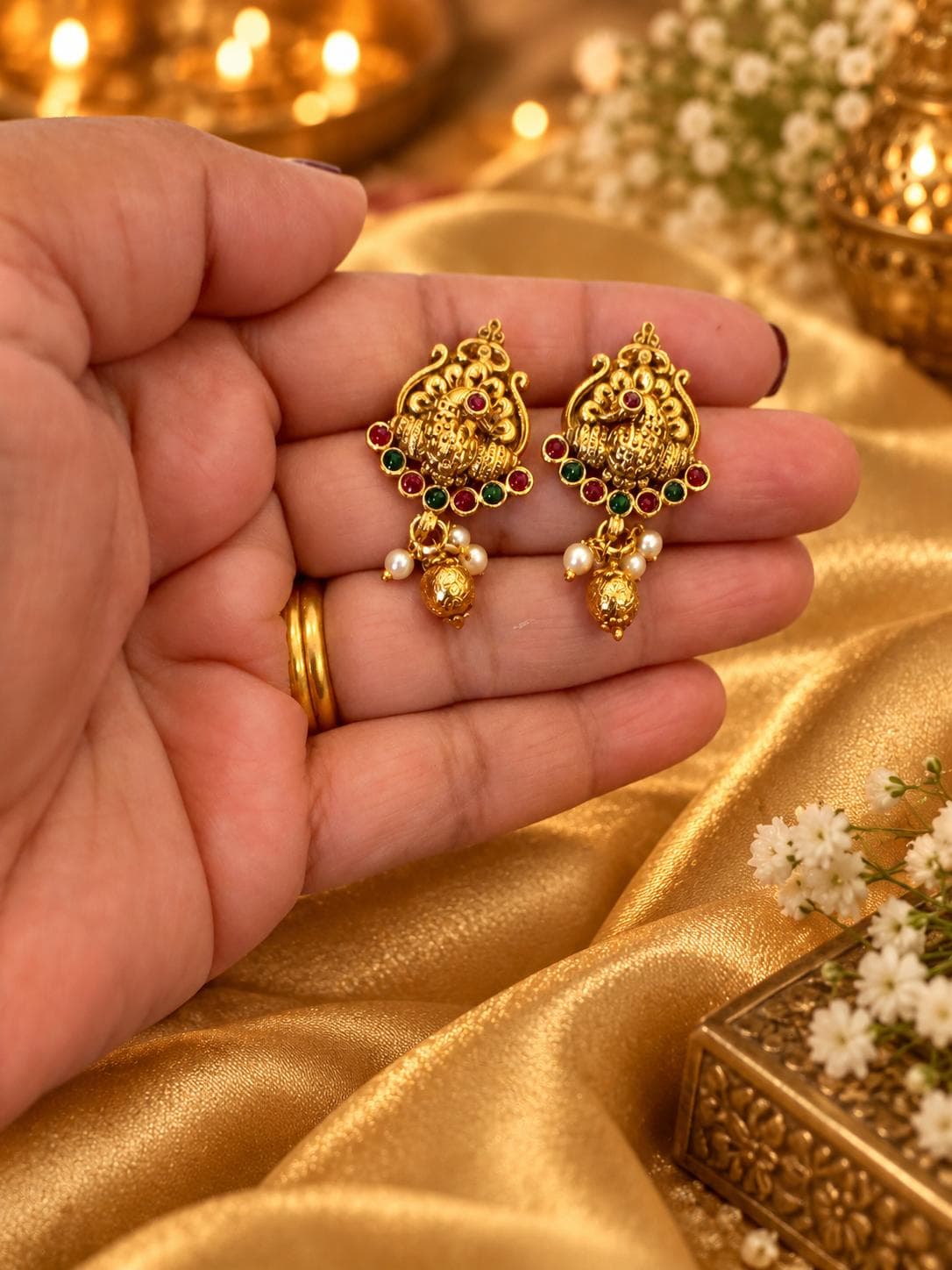 Red & Green Heritage Stud Earring