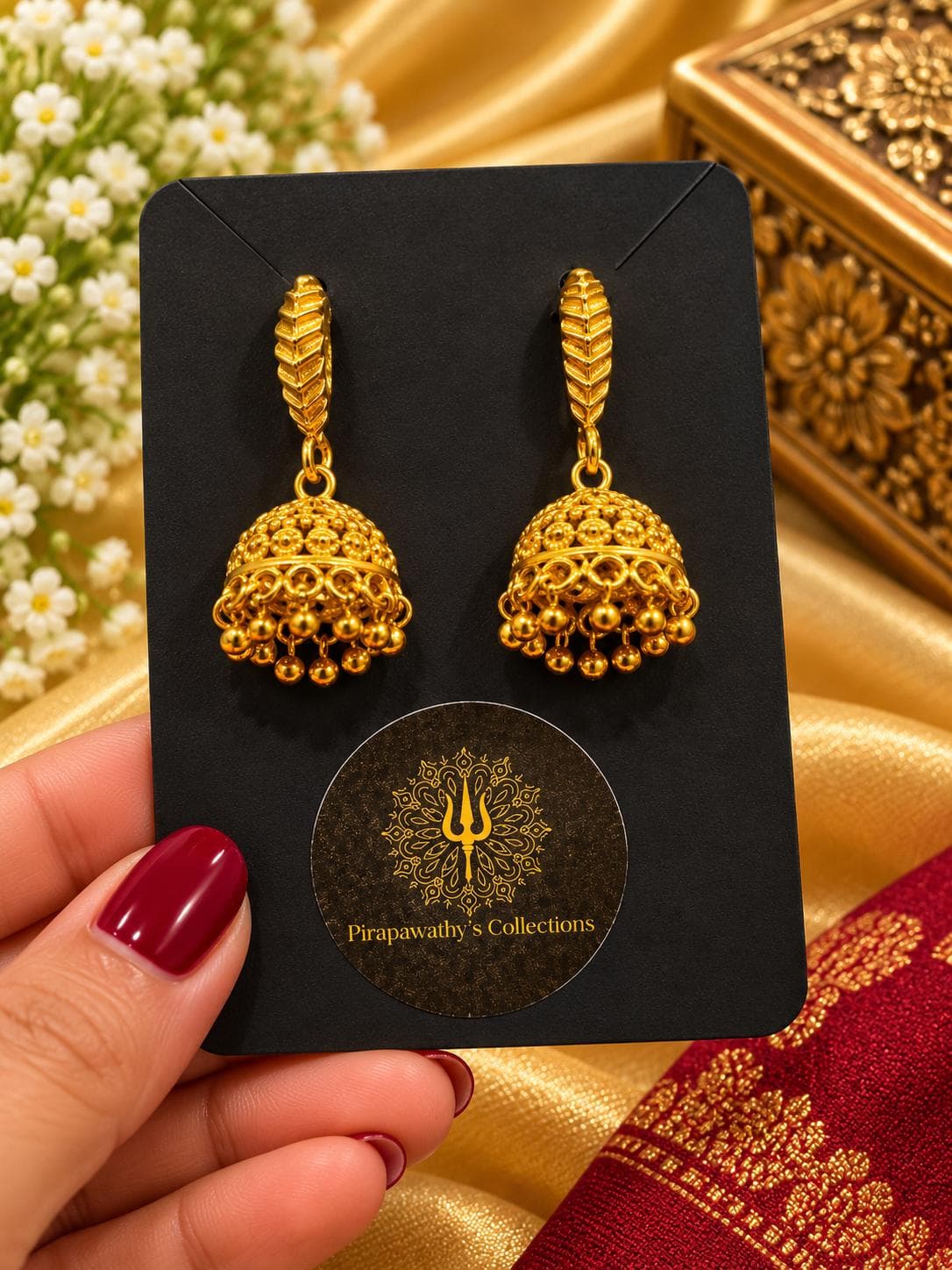Golden Leaf Charm Jimika Earrings