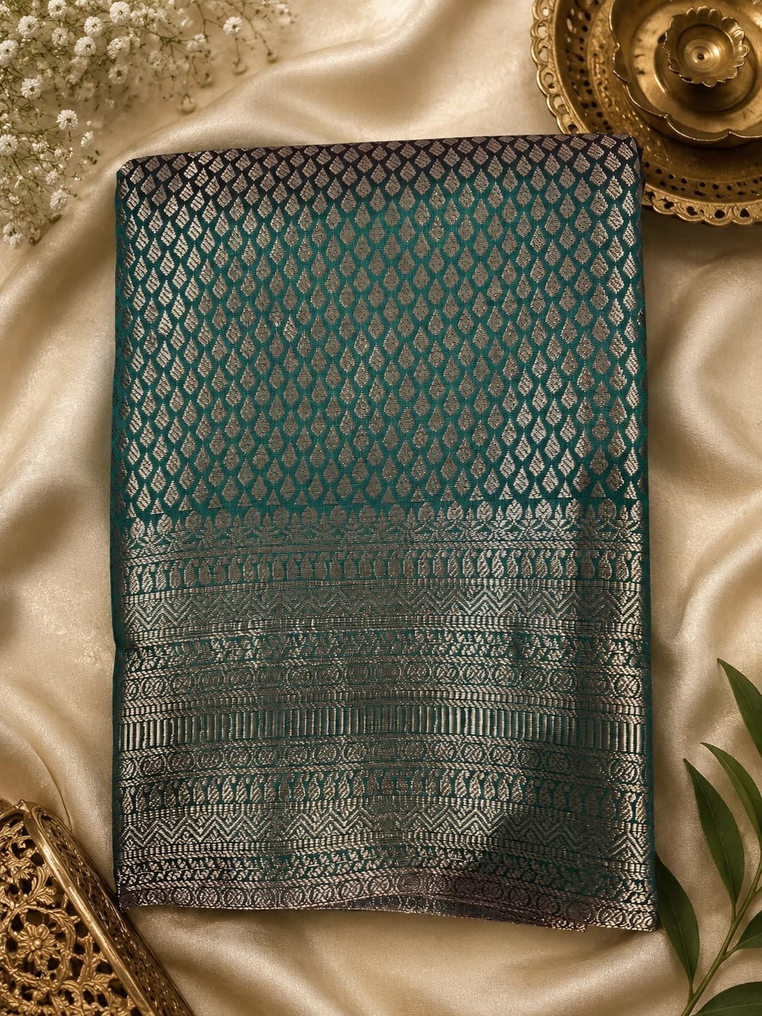 Semi Silk - Green Kerala Blended Bridal Silk