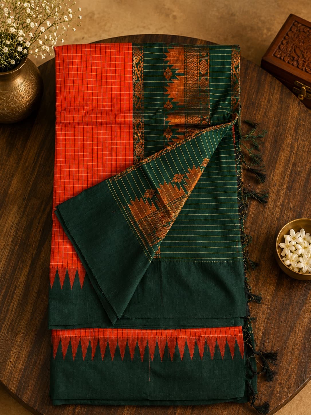 Checked Kalyani Cotton Saree